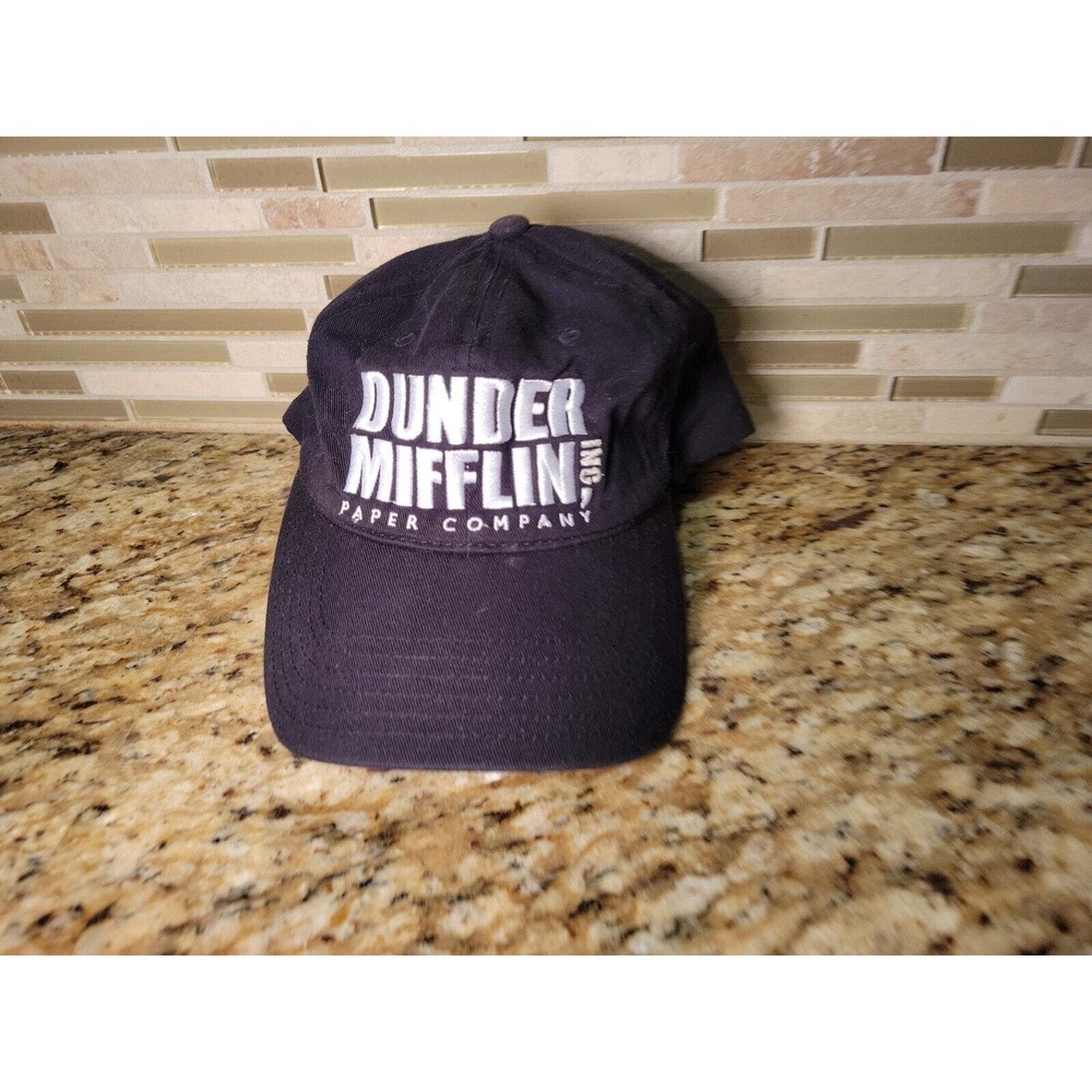 The Office Hat Dunder Mifflin Paper Company Adjustable Tuck Strap Back Black Cap